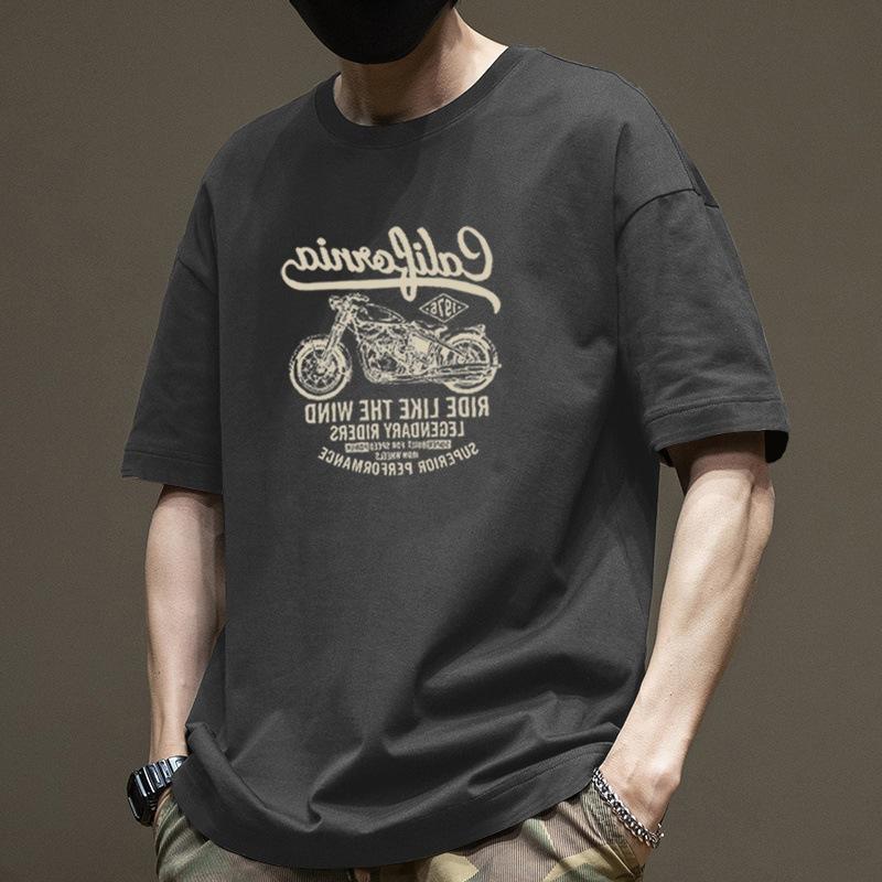 Retro Short Sleeved T-shirt for Men's Summer Fashion Brand Pure Cotton T-shirt with Fashionable Pattern