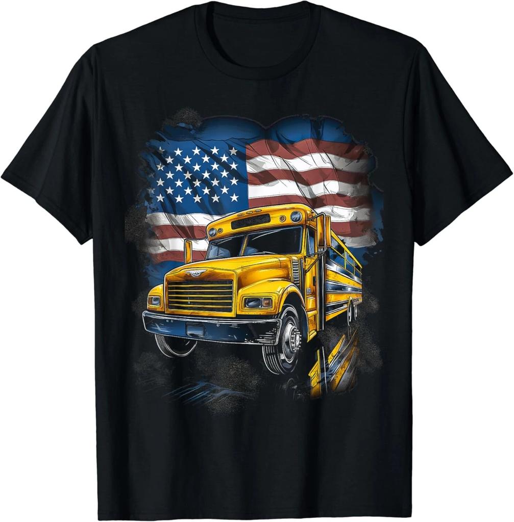 School Bus Driver Usa American Flag Funny Bus Driver Gift Unisex T-Shirt