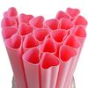 25Pcs/Set Smoothie Straws Heart-Shaped Pink Straws Drinking Cute Plastic Straws