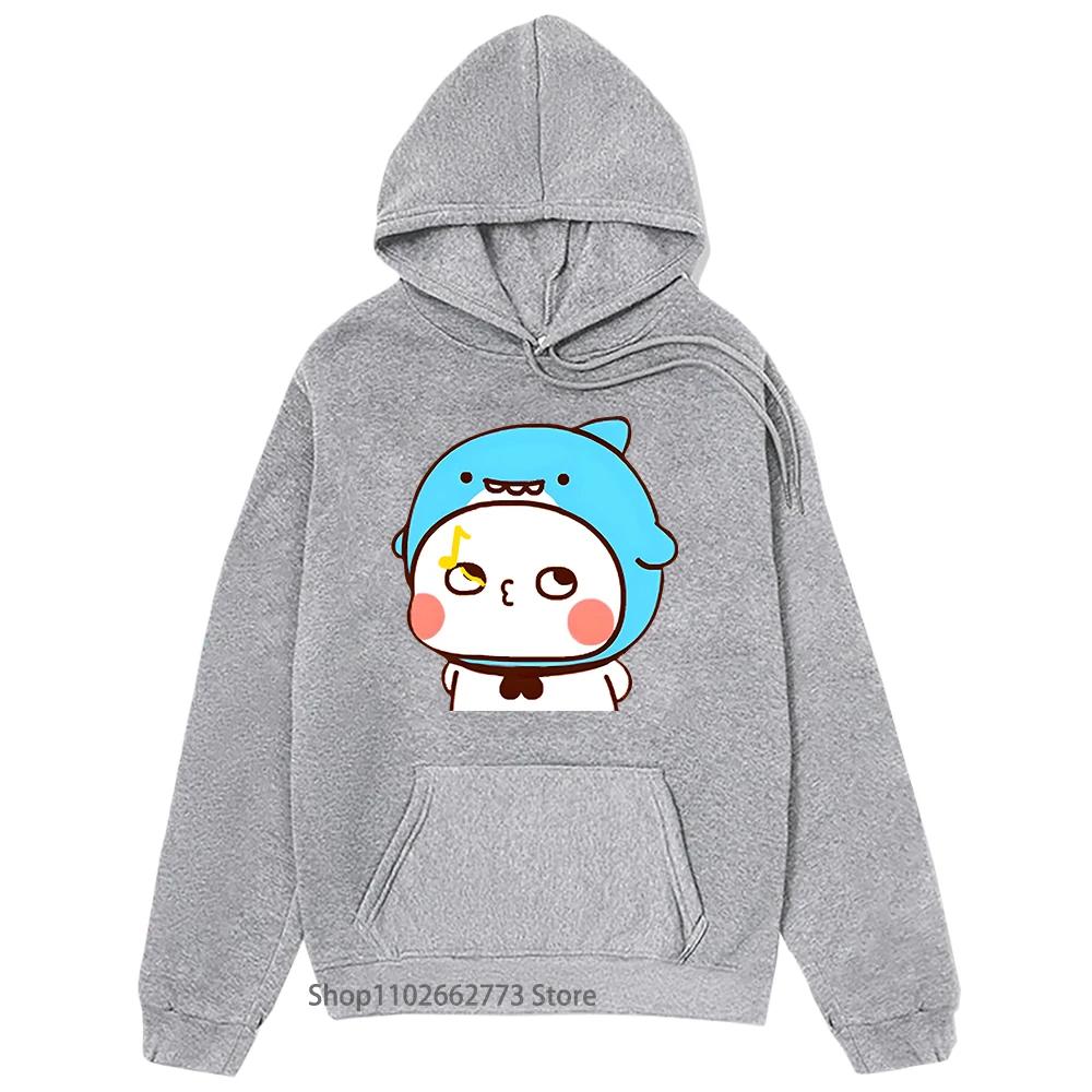 Милый акуленок Бубу насвистывает Толстовки Графическая одежда с пандой Женская Мужская Каваи Милая Толстовка Весна Судадера