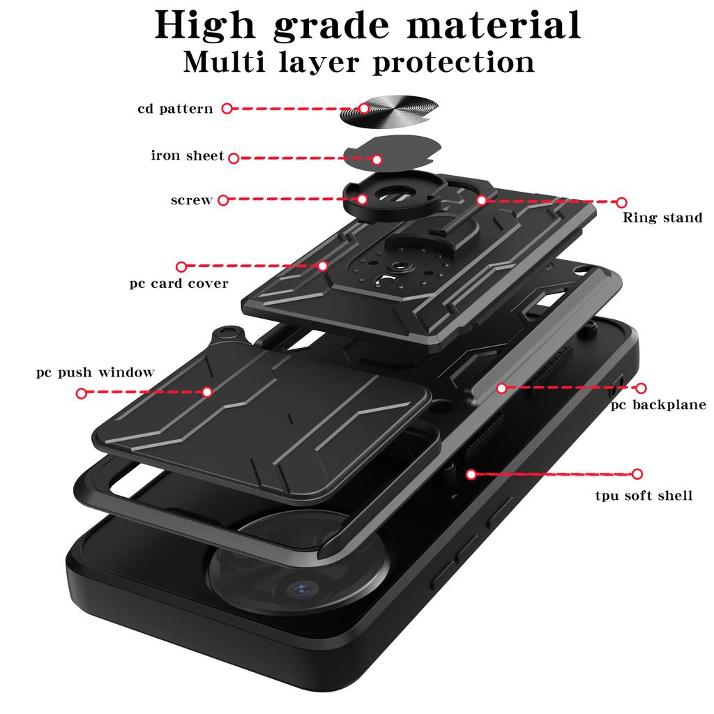 Для Xiaomi Poco F7 Ultra 5G Чехол PC+TPU Подставка Задняя крышка телефона со шторкой для камеры