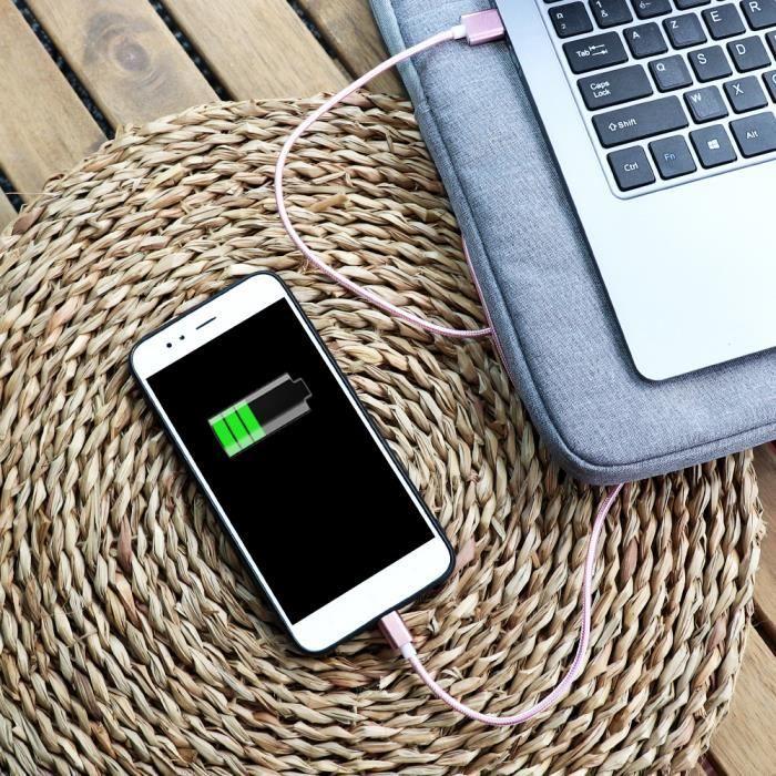 Micro USB Cable for Gooweel M5 Plus Nylon Braided USB Cable 1.3 Meter Fast Charge-Sync-Data Transfer Cable - Pink