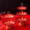 Multi-Layer Red Wedding Festive Fruit & Candy Plate for Home Coffee Table