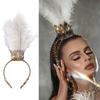 Stylish Feathers Headband with Sturdy Rhinestones Gold Extravagant Hair Accessory Portable for Trendyt Women Ladies