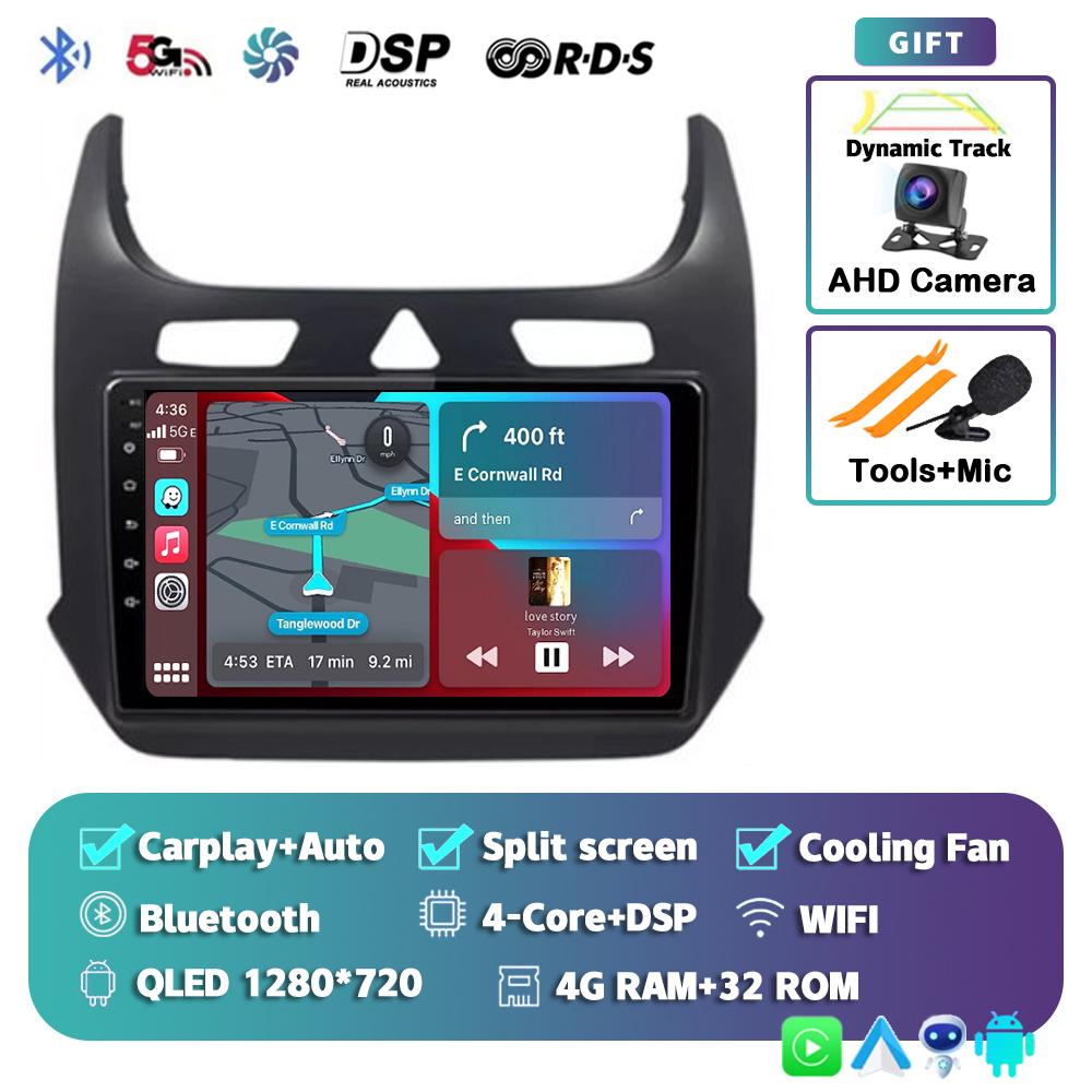 Android 14 Автомагнитола с CarPlay для Chevrolet Cobalt 2 2011-2018 Мультимедийный видеоплеер WIFI+4G GPS 2Din DVD Головное устройство Стерео QLED
