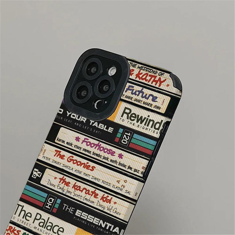 Fashion Art Letter Label Silicone Leather Case For iPhone 15 Plus 11 14 Pro Max 12 13 Mini X XS XR 7 8 SE Shockproof Full Cover