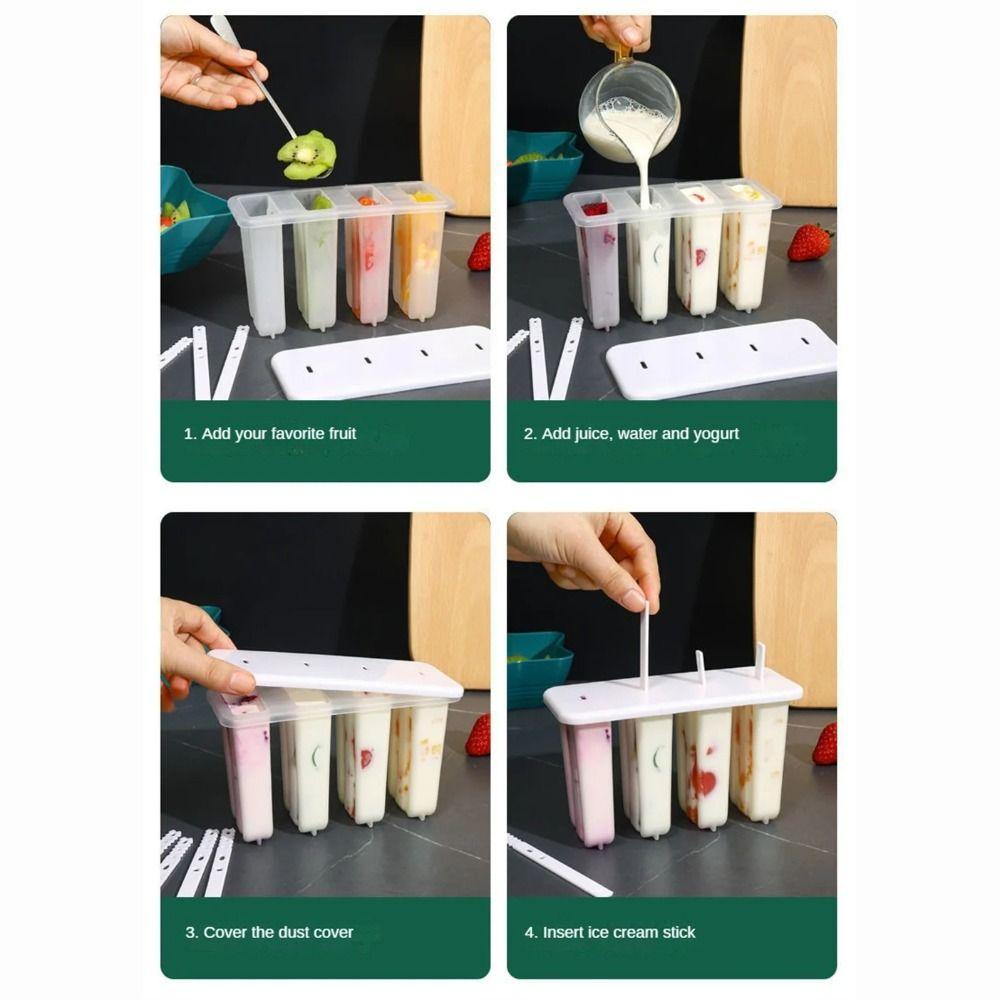 DIY Mould Ice Cream Molds 4 Popsicle Molds Set Ice Maker Summer Popsicle Mold