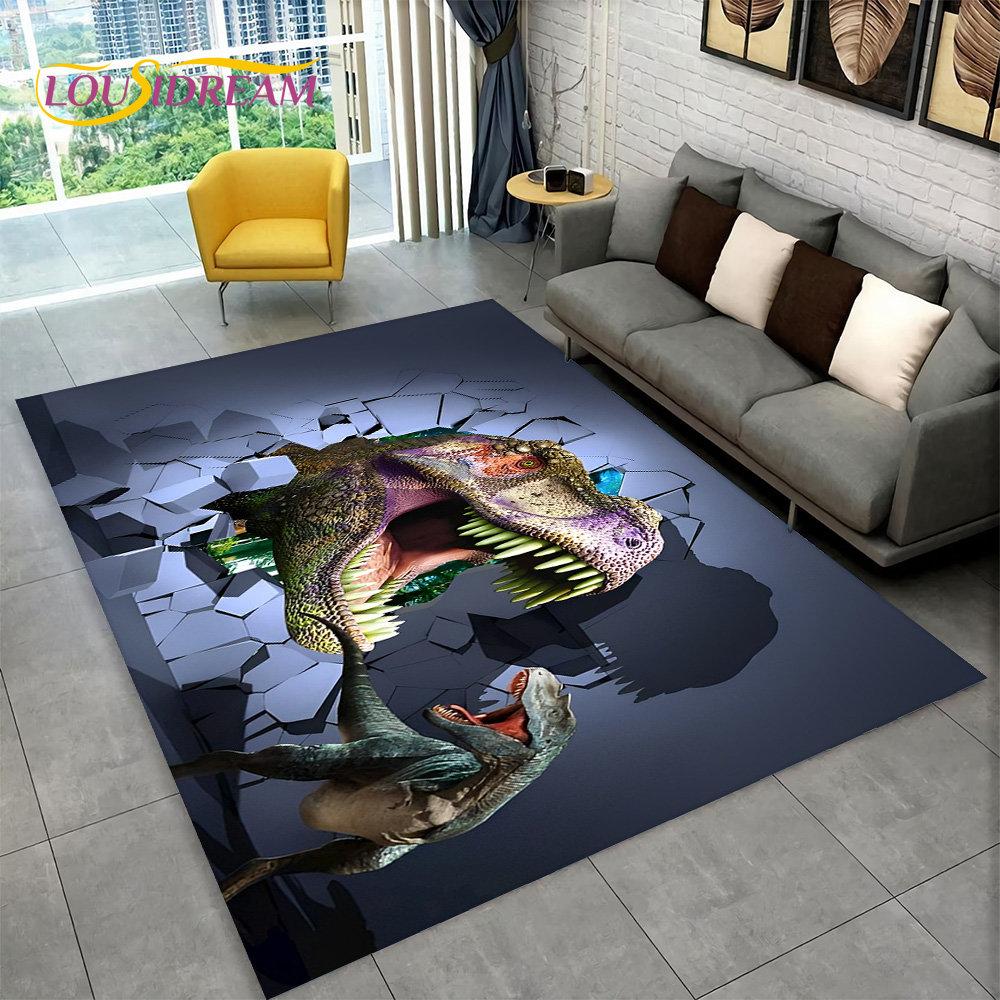 3D Visual Illusion Dinosaur Area Rug,Carpet Rug for Home Living Room Bedroom Sofa Playroom Doormat Decor,Kid Non-slip Floor Mats