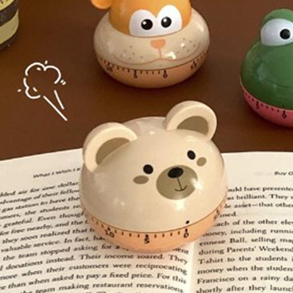 Mechanical Driven Cartoon Kitchen Timer Round Shape Animal Shape Timer  Time Tracking