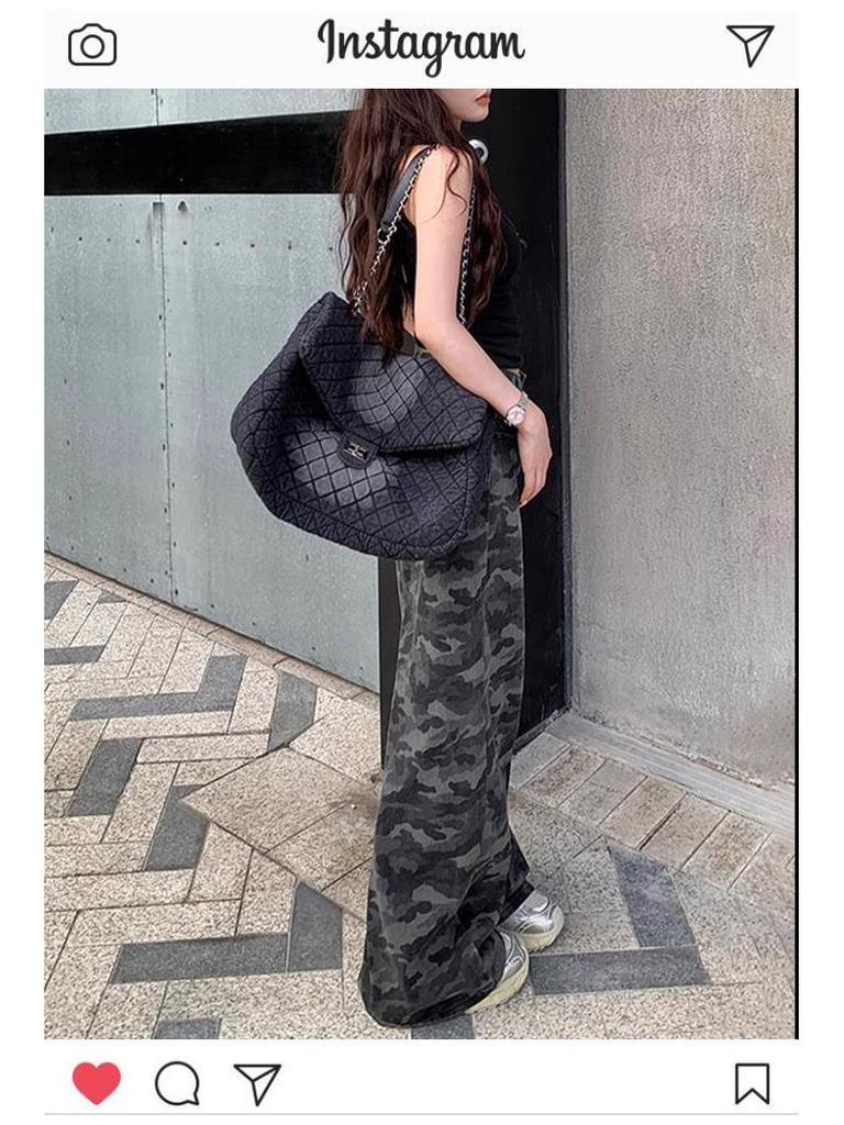 Женские камуфляжные брюки карго больших размеров в стиле ретро - Свободные, длиной до пола, поступление лето 2025