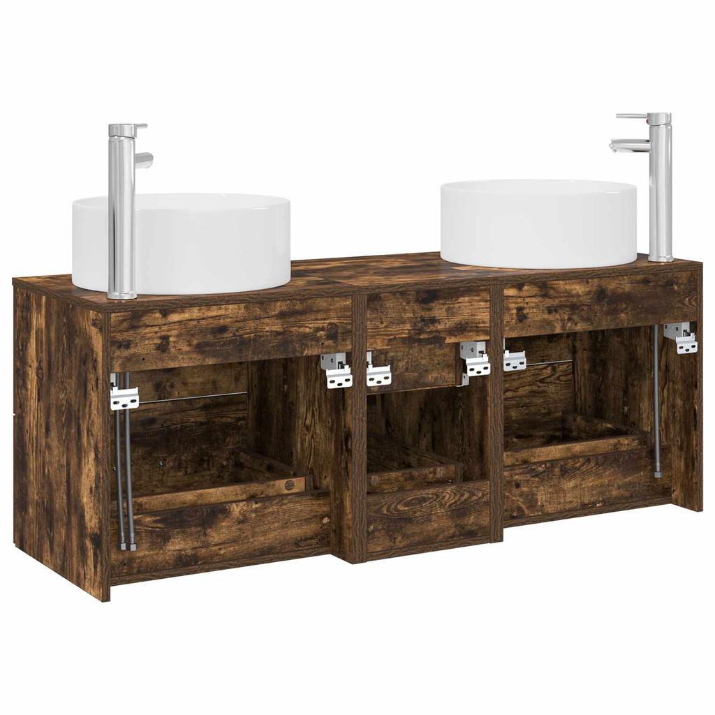 Bathroom Furniture Set 3 pcs Smoked Oak
