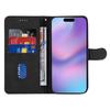 For iPhone 17 Wallet Case Leather Phone Cover Stand with Curved Line Design