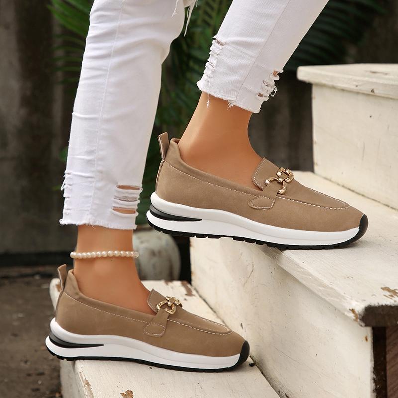 Женские лоферы на металлической цепочке, на платформе, больших размеров, на толстой подошве, нескользящие, на танкетке, повседневная обувь для женщин, осенний комфорт, легкая обувь для ходьбы