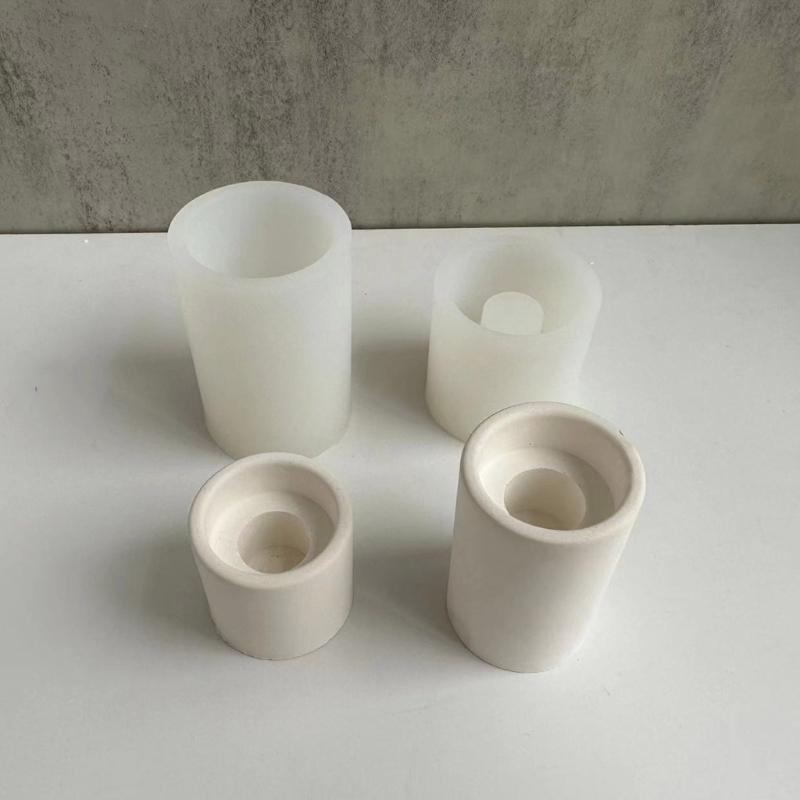 Форма для DIY cylindrical подсвечника, антипригарная подставка для свечи, гипсовая форма, длинные/короткие подсвечники, силиконовая форма, декор для дома