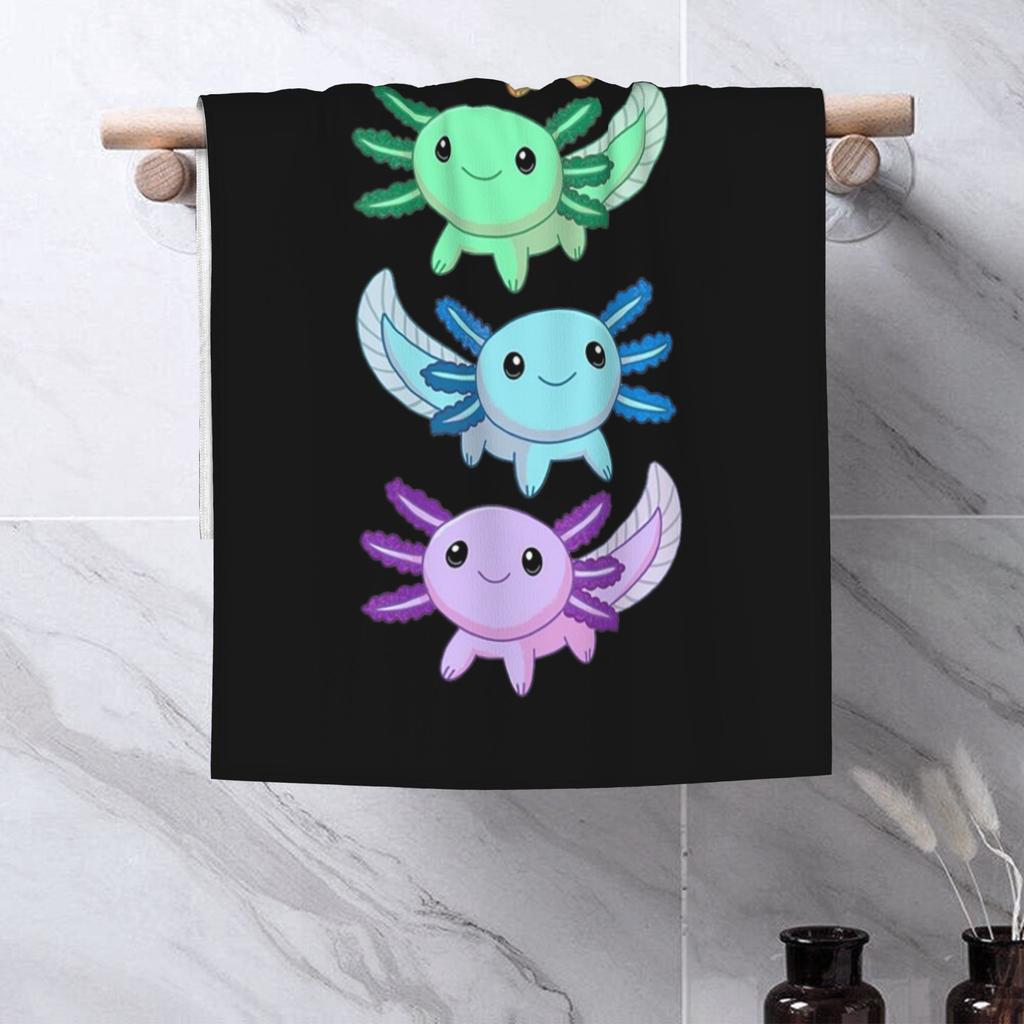 Rainbow Axolotl Soft Face Towel Quick Dry Pool Bath Cotton Towels Breathable
