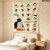 Pingu Wall Tapestry Aesthetic Wall Hanging Printed Fabric Blanket Decorative Tapestries For Bedroom Living Room Home Decor