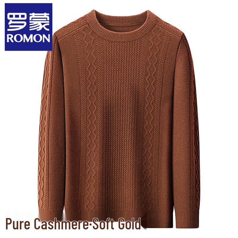 Romons Men's 100% Cashmere Round Neck Sweater