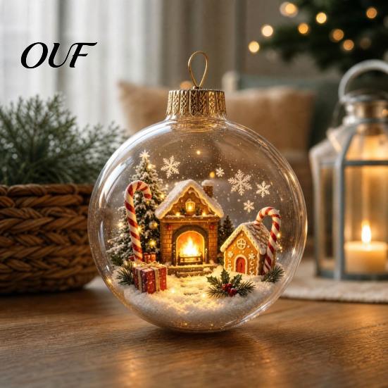 Christmas Party Supplies Favors Glowing Ball Ornaments, 3D LED Lighted Acrylic Hanging Light-up Holiday Keepsakes Balls for Tree Mantel Window,