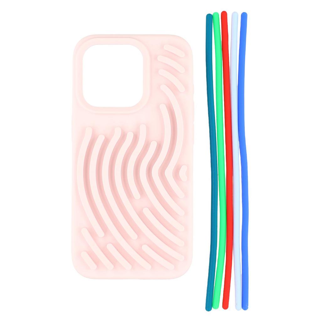 For iPhone 14 Pro Max Case 3D Stress Relief DIY Colorful Bar Silicone PC Phone Cover Arc Stripe