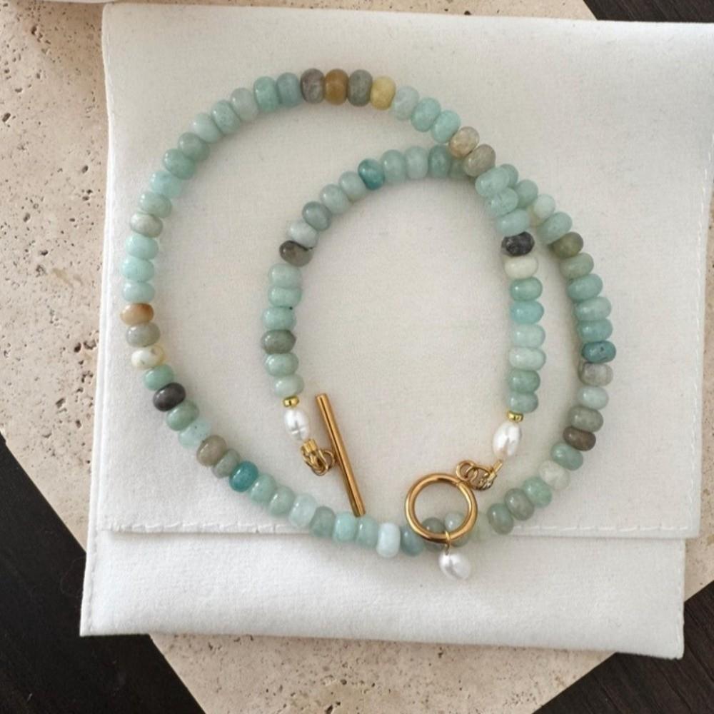 Natural Stone Beads Beaded Necklace Turquoise Beads Handmade Necklace New Necklace for Girls Gift