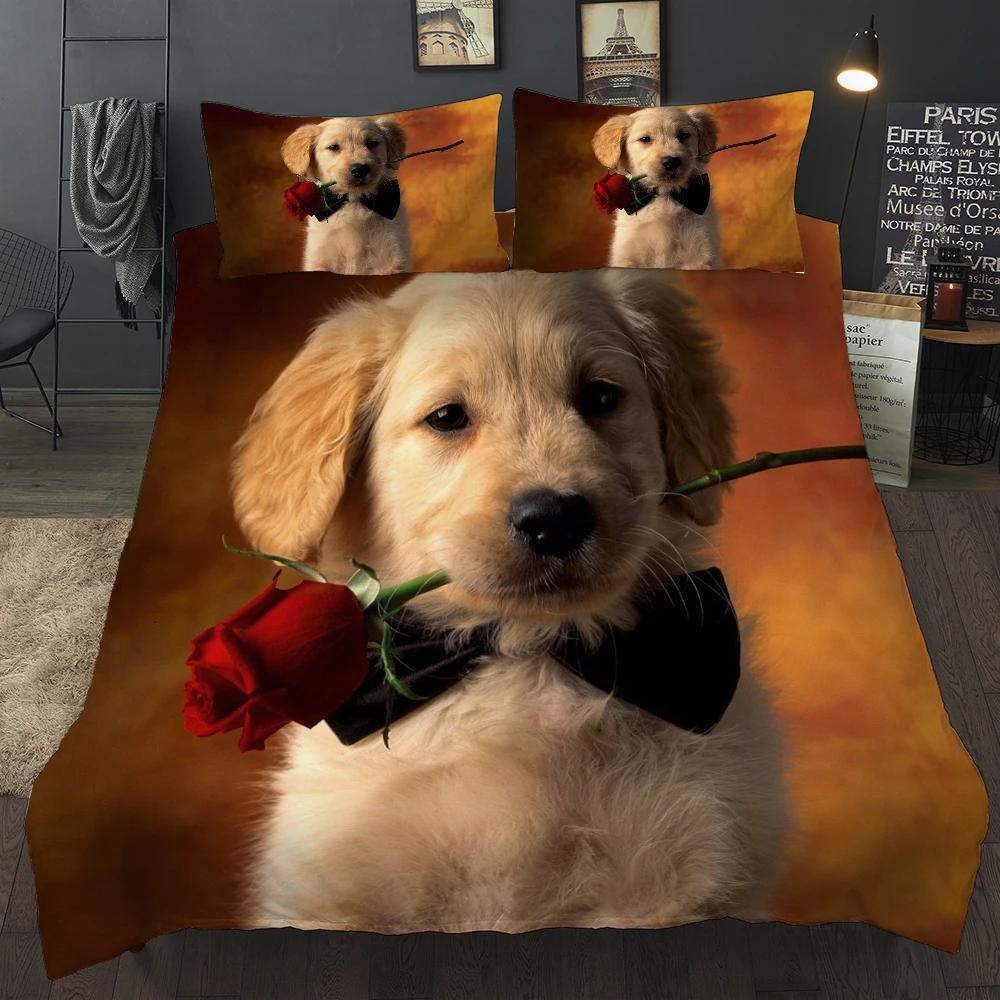 Bed Linen 3D Rose Dachshund Bedclothes For Girl Boy Duvet Cover Sets Twin Bedding Set Dekbedovertrek 240/220 Dachshund Bed Set