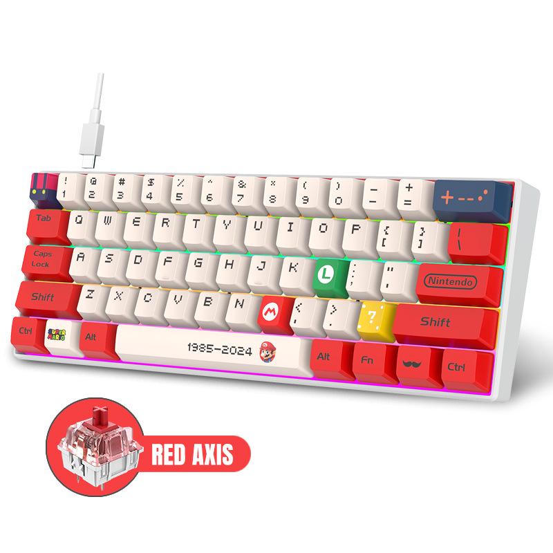 K98 Mechanical Keyboard with Blue or Red Axis, Wired Connection, Dual-Color Injection Keycaps for Gaming