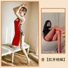 Sex underwear cheongsam dark flower straps temptation tight sexy hollow slit suit