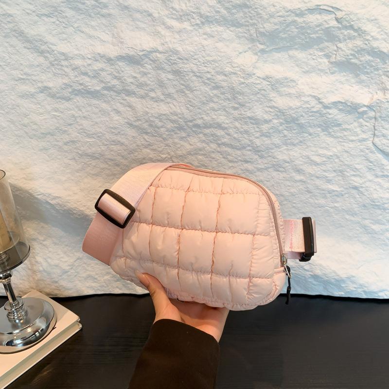 Macaron Small Backpack Women's Summer New Simple Bubble Cloud Fanny Pack Fashionable Checkered Breast Bag