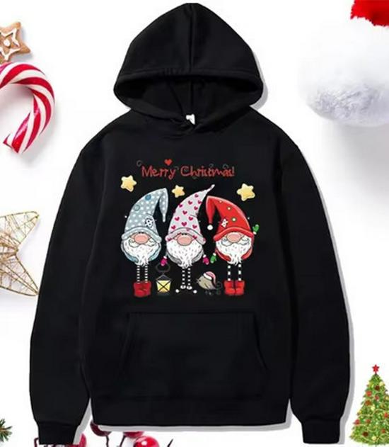 European & American Santa Claus Printed Christmas Hooded Hoodie