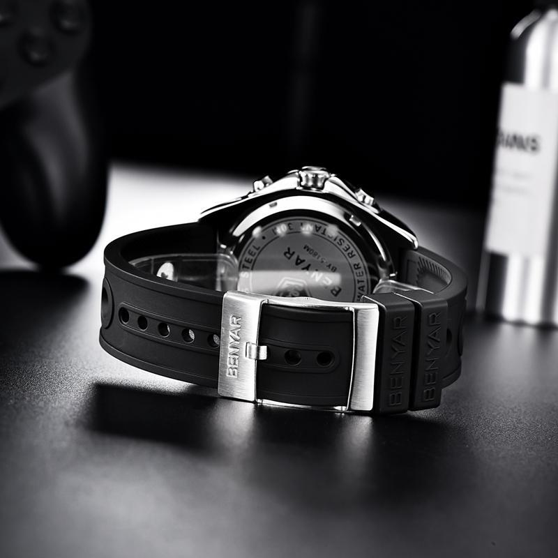 BENYAR Watches Mens Top Brand Luxury Clock Casual Phase Men Watch Sport Waterproof Quartz Chronograph