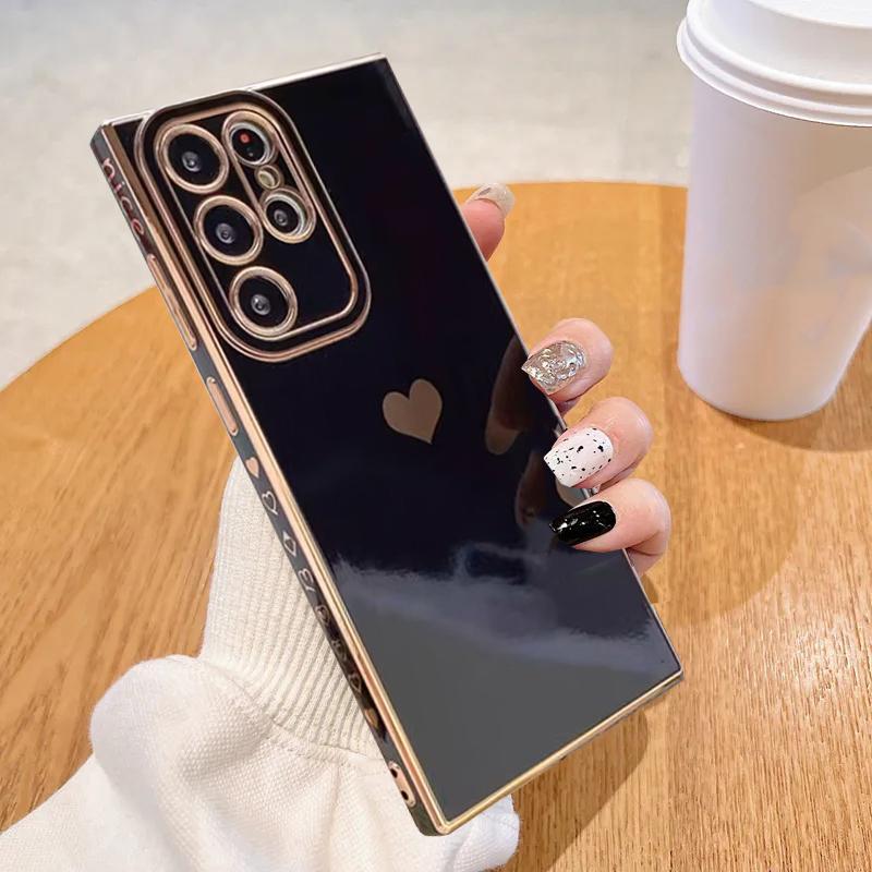 Чехол для телефона с глянцевым покрытием Love Heart для Samsung Galaxy S23 Ultra S22 S21 A04S A14 A24 A34 A54 A23 A53 A13 A12 A52 A52S 5G 4G, мягкая силиконовая задняя крышка