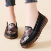Мода Новая мама Весна и осень плоские кожаные повседневные легкие лоферы женские туфли с принтом большого размера женские дышащие нескользящие