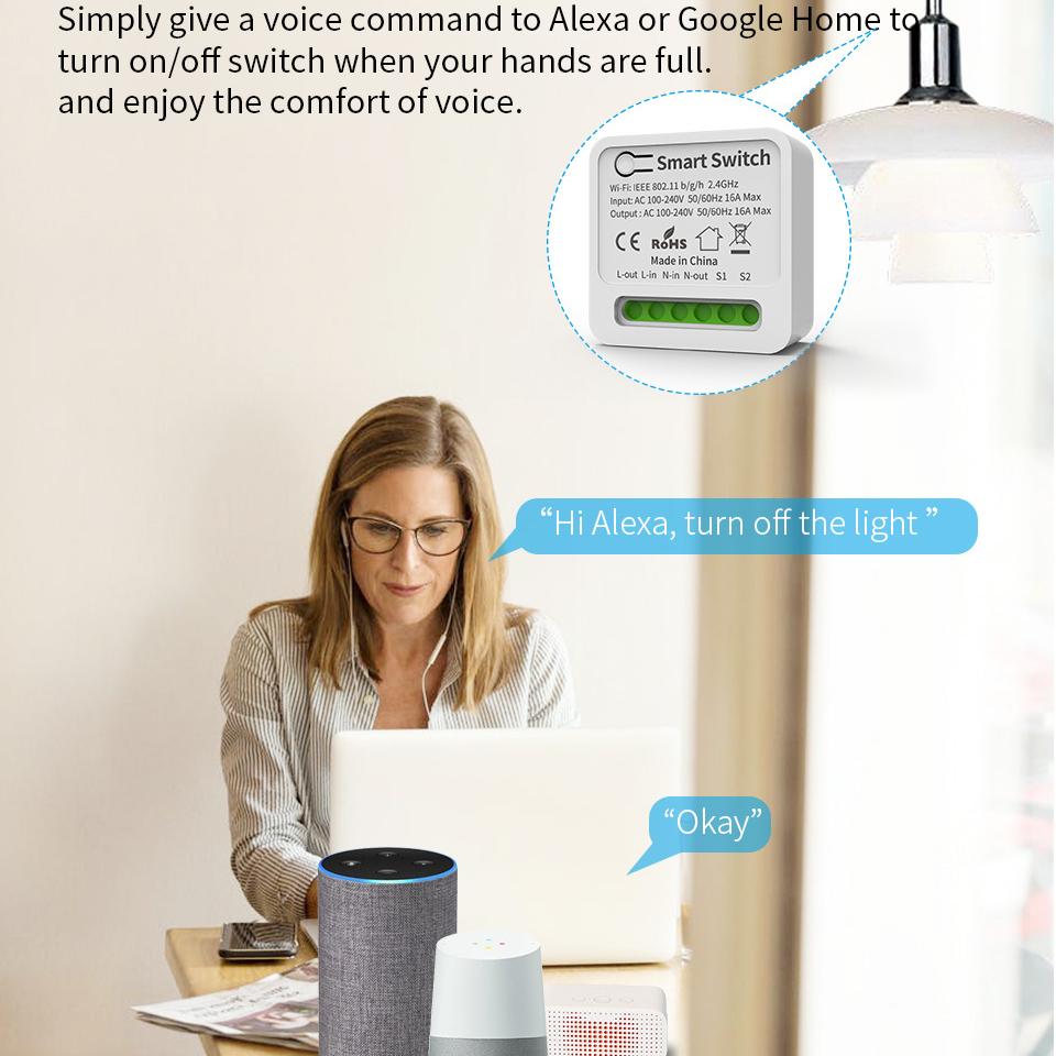 10A/16A Graffiti WiFi Smart Switch APP Пульт дистанционного управления Alexa Voice Control Smart Box Устройство включения/выключения