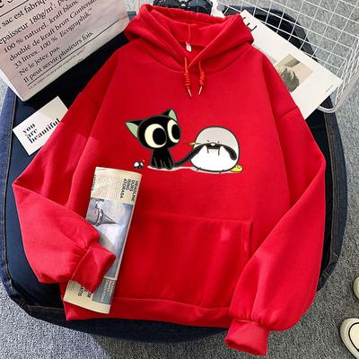 Худи с аниме-принтом кота Ло Сяо Хэй, толстовки с мультяшной мангой Ло Сяо Хэй, кавайная одежда для девушек и женщин