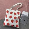 2023 Fresh Strawberry Print Canvas Bag - Korean Style, Large Capacity, Shoulder Bag for College Students
