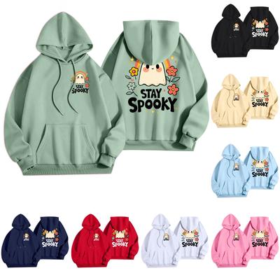 Женская повседневная модная толстовка с капюшоном и карманами с принтом на Хэллоуин