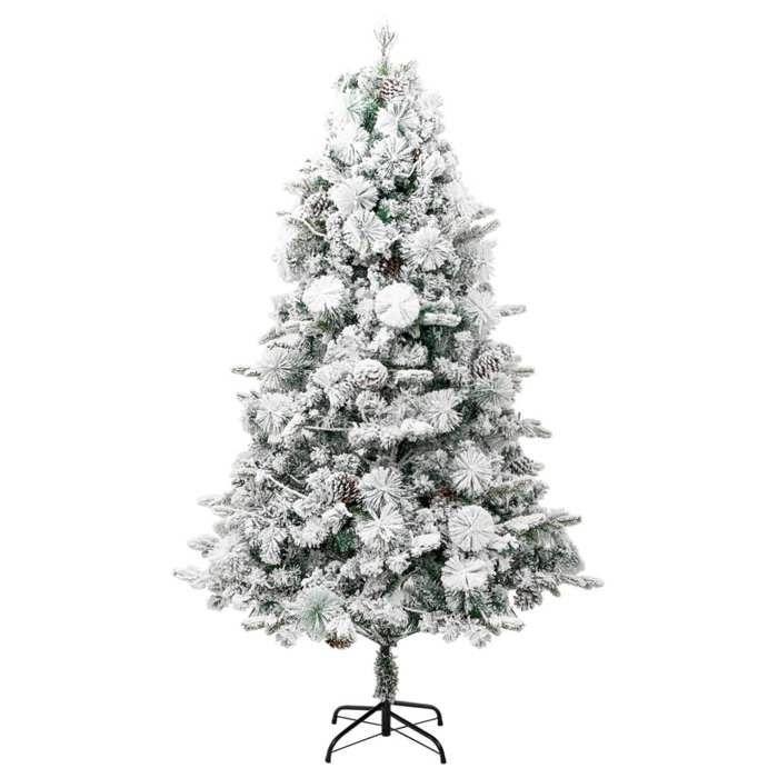 Maison Exclusive - Sapin de Noël pré-éclairé avec neige floquée/cônes 225cm PVC/PE