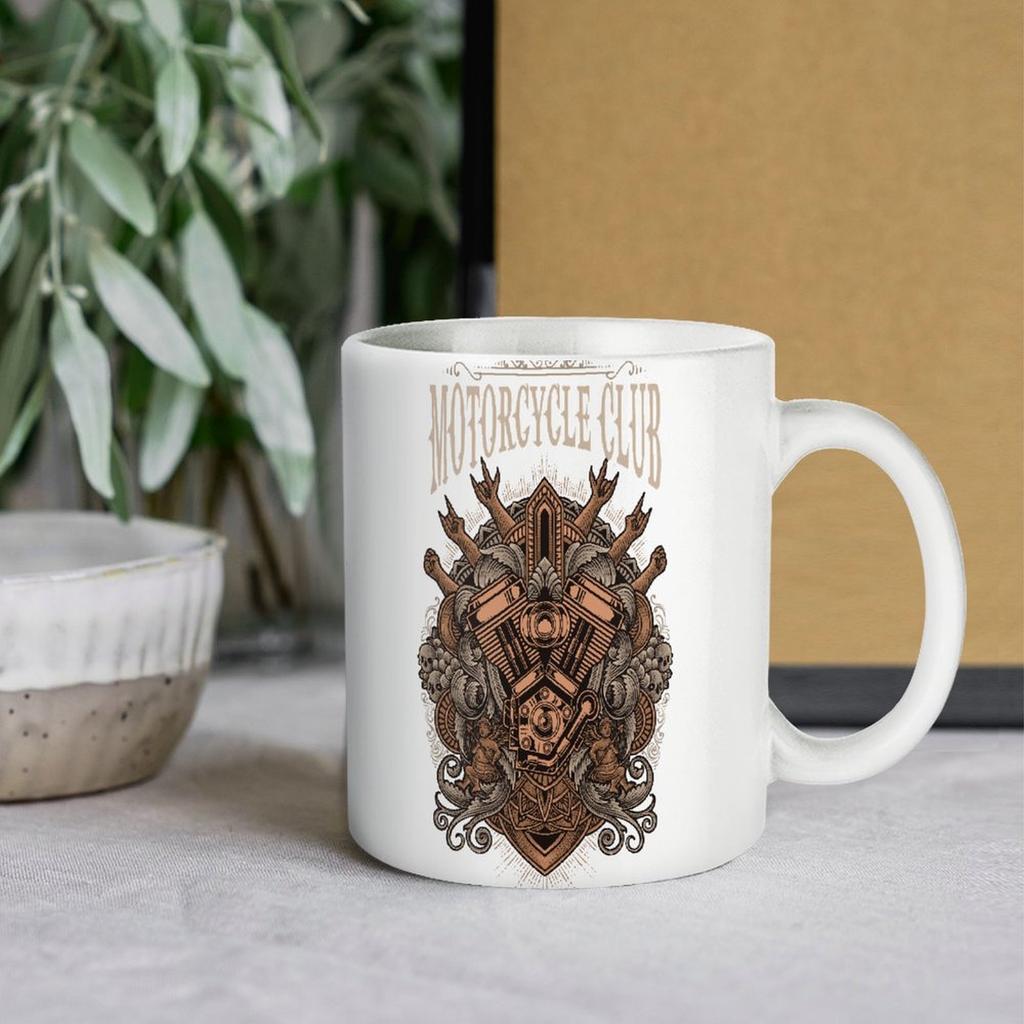 Белая глянцевая кофейная кружка 11 унций с двумя поверхностями для печати, прочная керамическая конструкция для горячих напитков и ежедневного времени для теплых напитков