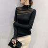 Autumn and Winter Pullover Women's Undercoat Lace Slim Fit Top Half High Collar Sweater