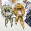 Легкий треугольный шарф с цветочным принтом в корейском стиле, повязка на голову, хлопково-льняной шарф, тонкая дышащая бандана на весну-лето для женщин