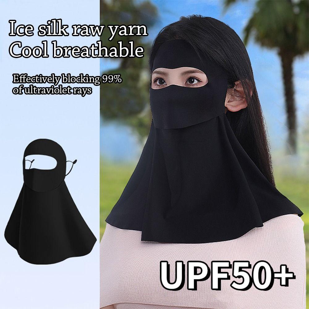 Ice Silk Mask Summer Breathable Mask Face Neck Shoulder UV Protection Sun Protective Scarf Anti-UV UPF50+ Sunscreen Shawl