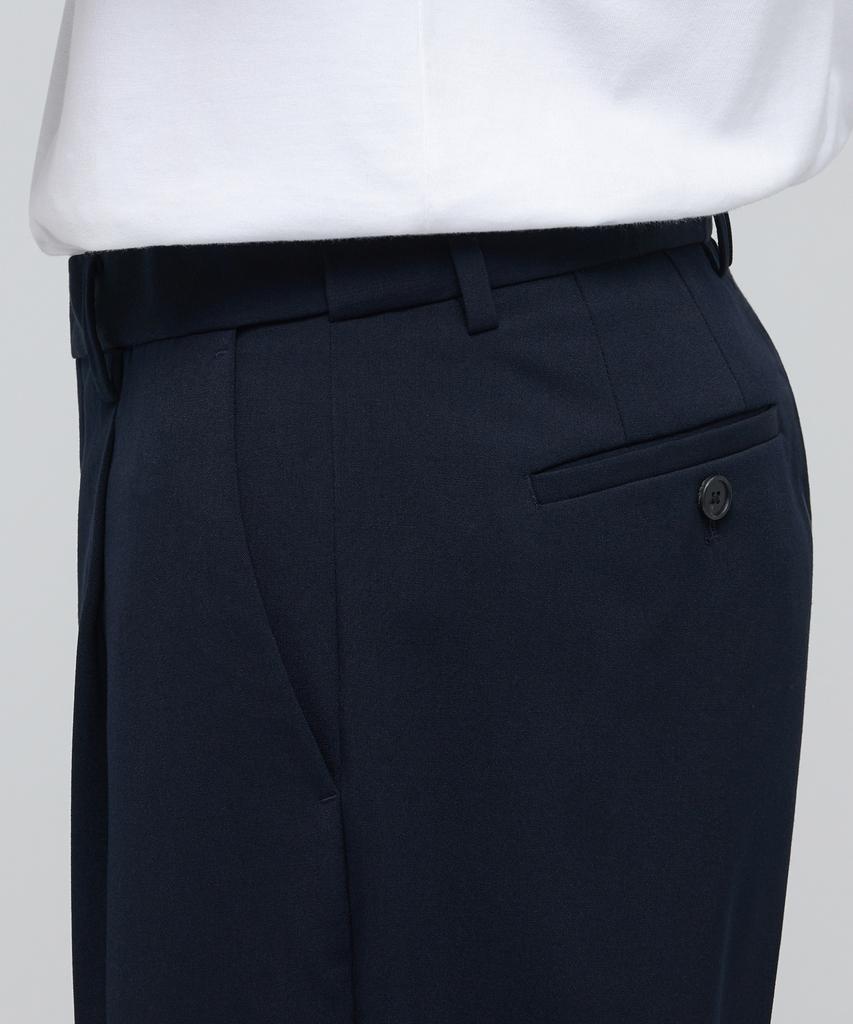 MUSINSA STANDARD Lightweight Wide Hidden Banding Slacks [Navy]