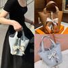 Luxury Floral Silk Scarf Pendant Keychain with Bow Ribbon Decoration for Women
