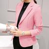 Women One Button Solid Color Lapel Long Sleeve Slim Blazer Coat Suit