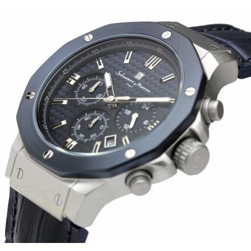 Salvatore Marra Men's Blue Chronograph Watch, Water Resistant To 10 ATM, Perfect for Business and Formal Wear