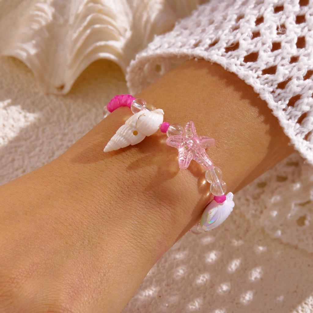 Resin Starfish Shell Conch Rice Beaded Bracelets For Women Men Trendy Sea Star Ocean Beach Bangle Summer Holiday Party Jewelry