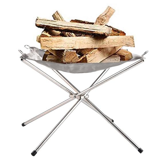 Портативный складной костер с решеткой из нержавеющей стали, простая в установке складная решетка для пикника на открытом воздухе для кемпинга, барбекю, дровяной уголь с