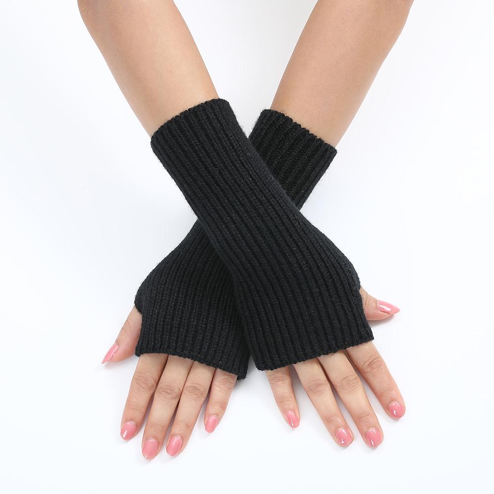 Women Long Fingerless Gloves Knitted Mitten Hand Warmers Winter Warm Wool Knitting Half Finger Gloves Unisex Arm Sleeve