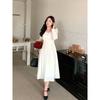 Belly Not Meat Plus Size Women's Clothing New Chinese Style Improved Cheongsam Dress Plus Size Ladies Temperament Waist-Controlled Slim White Dress