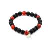Stones and Minerals. Matte Black Onyx + Carnelian Beads Bracelet from Uruguay 8 Mm. Made In France.